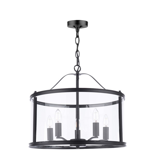 (image for) Laura Ashley Harrington 5 Light Pendant Matt Black and Glass